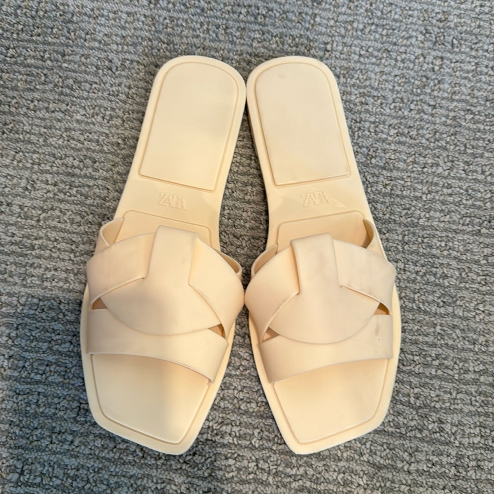 Zara Cream architectural sandals